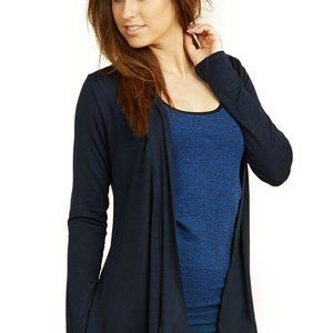 Soft and Warm Long Cardigan Draped Open front Navy